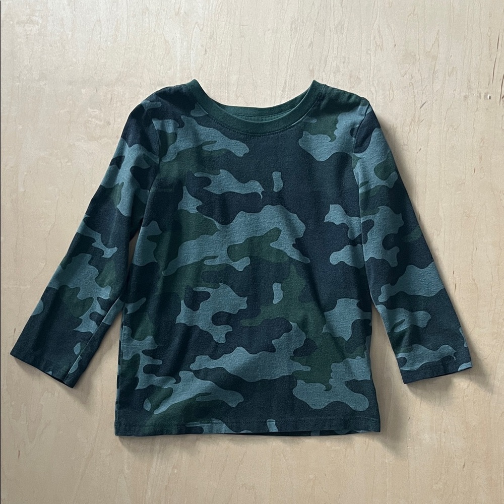 Cat & Jack Green Camouflage Long Sleeve Tee